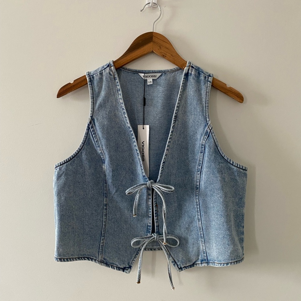 Vigoss Denim Tie Front Vest